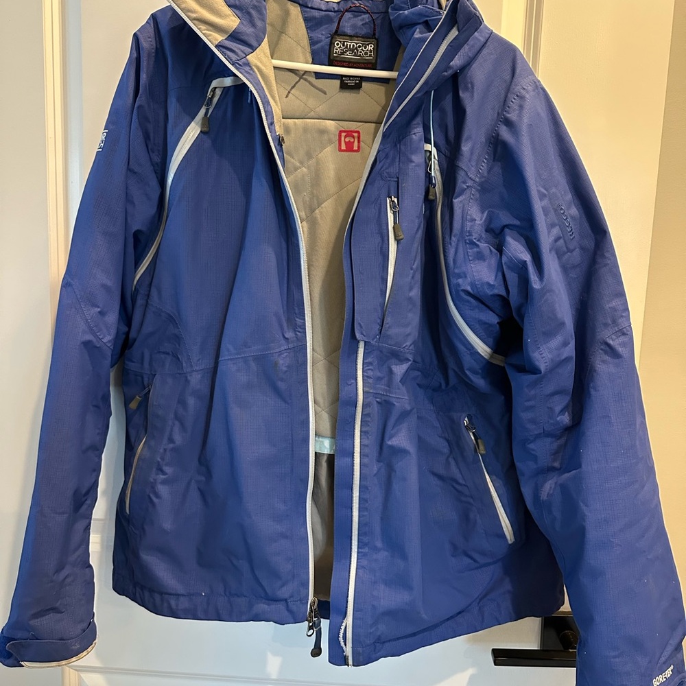 Outdoor Research Blue and Gray Jacket Women XL -zipper broken-
